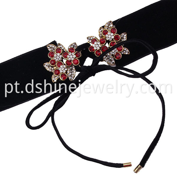 Vintage Crystal Charm Velvet Choker